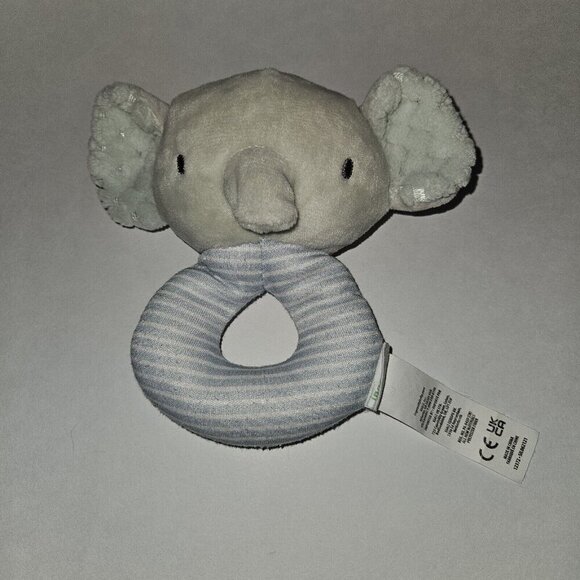 Ingenuity Elephant Plush Rattle Baby Toy Stuffed Lovey Grabber Blue Stripes - Picture 1 of 6